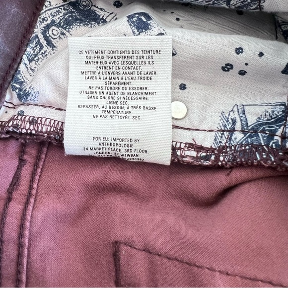 Anthro | Pilcro and the Letterpress Script Coated Lace Up Ankle Pants Wine - Picture 11 of 16